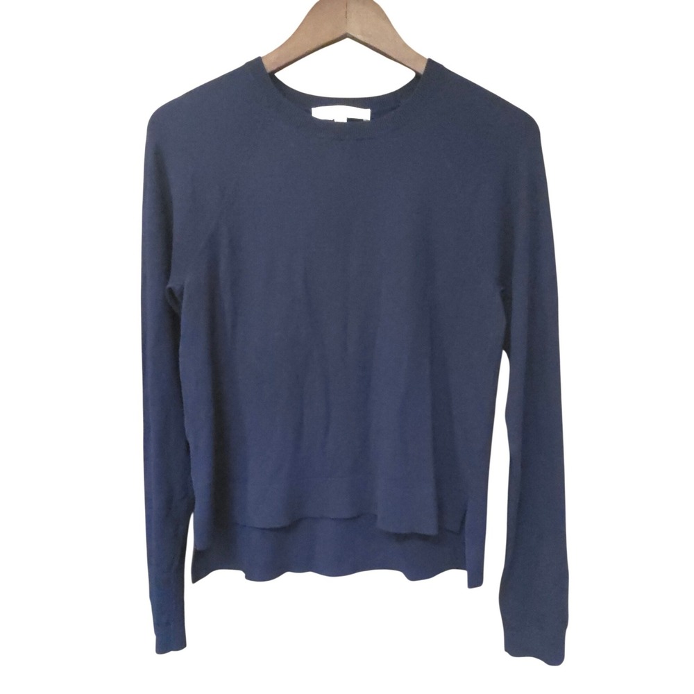 Loft Navy Blue Navy Coastal Crewneck High Low Sweater Womens Medium EUC
